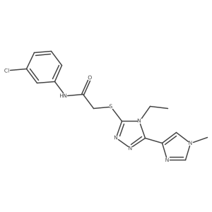 CCn1c(SCC(=O)Nc2cccc(Cl)c2)nnc1-c1cn(C)cn1结构式