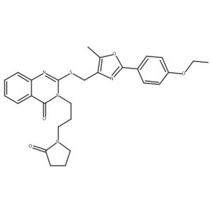 2-(((2-(4-ethoxyphenyl)-5-methyloxazol-4-yl)methyl)thio)-3-(3-(2-oxopyrrolidin-1-yl)propyl)quinazolin-4(3H)-one结构式
