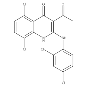 3-acetyl-5,8-dichloro-2-(2,4-dichlorophenylamino)quinolin-4(1H)-one结构式