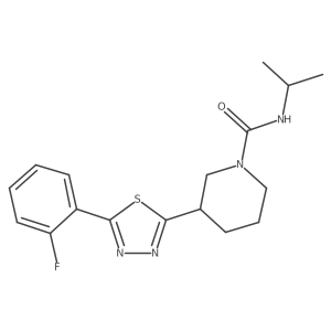 3-(5-(2-fluorophenyl)-1,3,4-thiadiazol-2-yl)-N-isopropylpiperidine-1-carboxamide结构式