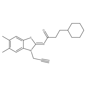 (E)-3-cyclohexyl-N-(5,6-dimethyl-3-(prop-2-yn-1-yl)benzo[d]thiazol-2(3H)-ylidene)propanamide Structure