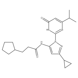 3-cyclopentyl-N-(3-cyclopropyl-1-(4-isopropyl-6-oxo-1,6-dihydropyrimidin-2-yl)-1H-pyrazol-5-yl)propanamide Structure
