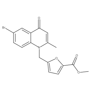 Methyl 5-((6-bromo-2-methyl-4-oxoquinolin-1(4H)-yl)methyl)furan-2-carboxylate结构式