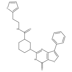 1-(4-oxo-7-phenyl-3,4-dihydrothieno[3,2-d]pyrimidin-2-yl)-N-(2-(thiophen-2-yl)ethyl)piperidine-3-carboxamide结构式