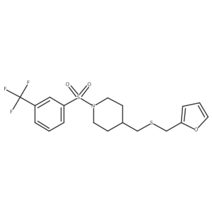 4-(((Furan-2-ylmethyl)thio)methyl)-1-((3-(trifluoromethyl)phenyl)sulfonyl)piperidine结构式