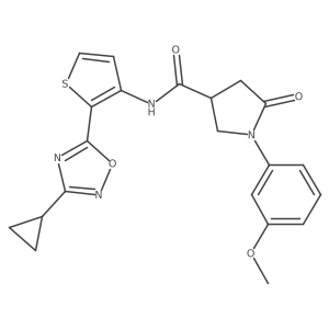 N-[2-(3-Cyclopropyl-1,2,4-oxadiazol-5-yl)thiophen-3-yl]-1-(3-methoxyphenyl)-5-oxopyrrolidine-3-carboxamide结构式
