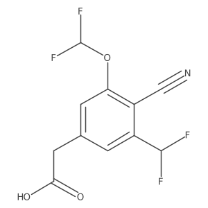 2-(4-Cyano-3-(difluoromethoxy)-5-(difluoromethyl)phenyl)acetic acid结构式
