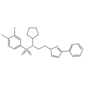 3-chloro-N-cyclopentyl-4-fluoro-N-(2-(3-(pyridin-4-yl)-1H-pyrazol-1-yl)ethyl)benzenesulfonamide Structure