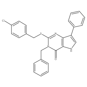 3-benzyl-2-((4-chlorobenzyl)thio)-7-phenyl-3H-pyrrolo[3,2-d]pyrimidin-4(5H)-one Structure