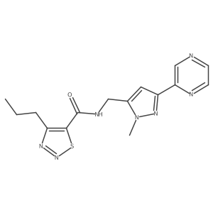 N-((1-methyl-3-(pyrazin-2-yl)-1H-pyrazol-5-yl)methyl)-4-propyl-1,2,3-thiadiazole-5-carboxamide结构式