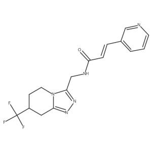 (E)-3-(pyridin-3-yl)-N-((7-(trifluoromethyl)-5,6,7,8-tetrahydro-[1,2,4]triazolo[4,3-a]pyridin-3-yl)methyl)acrylamide结构式