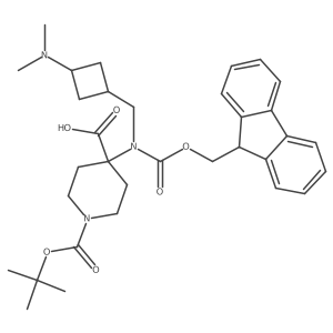 1-[(tert-butoxy)carbonyl]-4-({[(9H-fluoren-9-yl)methoxy]carbonyl}({[(1s,3s)-3-(dimethylamino)cyclobutyl]methyl})amino)piperidine-4-carboxylic acid Structure