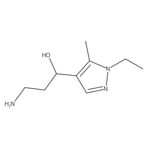 3-amino-1-(1-ethyl-5-methyl-1H-pyrazol-4-yl)propan-1-ol结构式