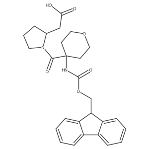 2-[(2R)-1-[4-({[(9H-fluoren-9-yl)methoxy]carbonyl}amino)oxane-4-carbonyl]pyrrolidin-2-yl]acetic acid结构式