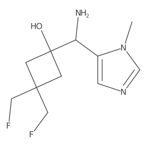 1-[amino(1-methyl-1H-imidazol-5-yl)methyl]-3,3-bis(fluoromethyl)cyclobutan-1-ol结构式