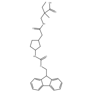 rac-2-({2-[(1R,3S)-3-({[(9H-fluoren-9-yl)methoxy]carbonyl}amino)cyclopentyl]acetamido}methyl)-2-methylbutanoic acid结构式