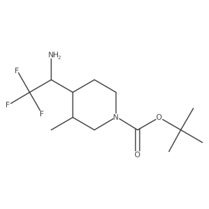 Tert-butyl 4-(1-amino-2,2,2-trifluoroethyl)-3-methylpiperidine-1-carboxylate结构式