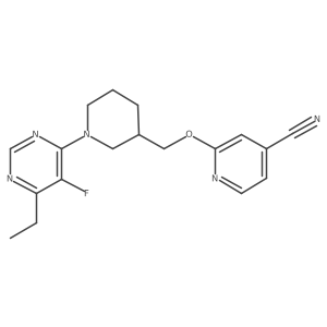 2-[[1-(6-Ethyl-5-fluoropyrimidin-4-yl)piperidin-3-yl]methoxy]pyridine-4-carbonitrile Structure