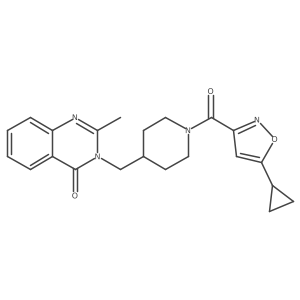 3-{[1-(5-Cyclopropyl-1,2-oxazole-3-carbonyl)piperidin-4-yl]methyl}-2-methyl-3,4-dihydroquinazolin-4-one结构式