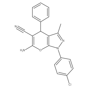 Pyrano[2,3-C]pyrazole-5-carbonitrile,6-amino-1-(4-chlorophenyl)-1,4-dihydro-3-methyl-4-phenyl-结构式