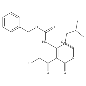 benzyl N-[5-(2-chloroacetyl)-1-methyl-3-(2-methylpropyl)-2,6-dioxo-1,2,3,6-tetrahydropyrimidin-4-yl]carbamate结构式