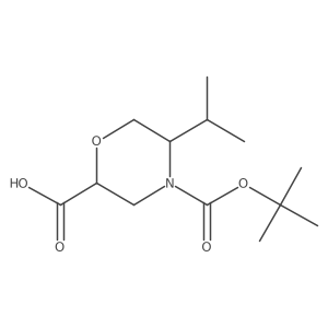 (2R,5S)-4-[(tert-butoxy)carbonyl]-5-(propan-2-yl)morpholine-2-carboxylic acid结构式