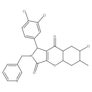 7-chloro-1-(3,4-dichlorophenyl)-6-methyl-2-(pyridin-3-ylmethyl)-4a,5,6,7,8,8a-hexahydro-1H-chromeno[2,3-c]pyrrole-3,9-dione结构式