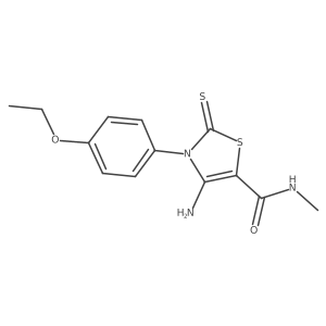4-amino-3-(4-ethoxyphenyl)-N-methyl-2-sulfanylidene-2,3-dihydro-1,3-thiazole-5-carboxamide结构式