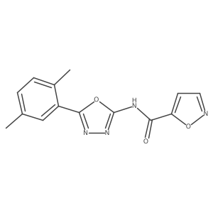 N-(5-(2,5-dimethylphenyl)-1,3,4-oxadiazol-2-yl)isoxazole-5-carboxamide结构式