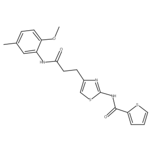 N-(4-(3-((2-methoxy-5-methylphenyl)amino)-3-oxopropyl)thiazol-2-yl)thiophene-2-carboxamide结构式