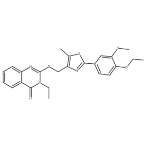 CCOc1ccc(-c2nc(CSc3nc4ccccc4c(=O)n3CC)c(C)o2)cc1OC结构式