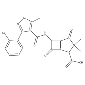 4-Thia-1-azabicyclo[3.2.0]heptane-2-carboxylic acid, 6-[[[3-(2-chlorophenyl)-5-methyl-4-isoxazolyl]carbonyl]amino]-3,3-dimethyl-7-oxo-, 4-oxide, [2S-(2I+/-,5I+/-,6I+/-)]-结构式