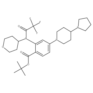 Tert-butyl 2-[oxan-4-yl-(2,2,2-trifluoroacetyl)amino]-4-(4-pyrrolidin-1-ylpiperidin-1-yl)benzoate结构式