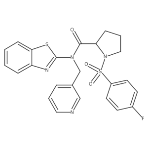N-(benzo[d]thiazol-2-yl)-1-((4-fluorophenyl)sulfonyl)-N-(pyridin-3-ylmethyl)pyrrolidine-2-carboxamide结构式