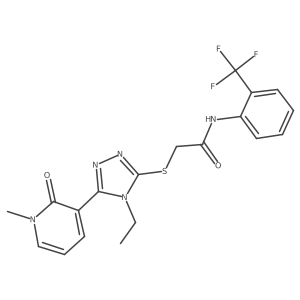 CCn1c(SCC(=O)Nc2ccccc2C(F)(F)F)nnc1-c1cccn(C)c1=O结构式