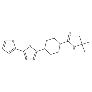 N-(tert-butyl)-4-(5-(furan-2-yl)-1,3,4-thiadiazol-2-yl)piperidine-1-carboxamide结构式
