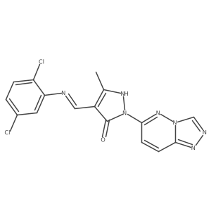 (4E)-4-{[(2,5-dichlorophenyl)amino]methylidene}-5-methyl-2-([1,2,4]triazolo[4,3-b]pyridazin-6-yl)-2,4-dihydro-3H-pyrazol-3-one结构式