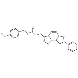 N-[(4-methoxyphenyl)methyl]-2-({11-phenyl-3,4,6,9,10-pentaazatricyclo[7.3.0.0^{2,6}]dodeca-1(12),2,4,7,10-pentaen-5-yl}sulfanyl)acetamide结构式