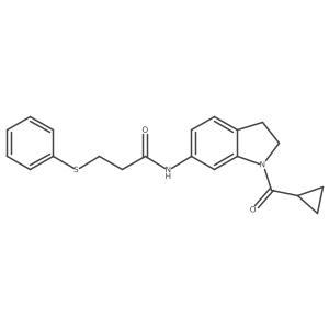 N-(1-(cyclopropanecarbonyl)indolin-6-yl)-3-(phenylthio)propanamide结构式