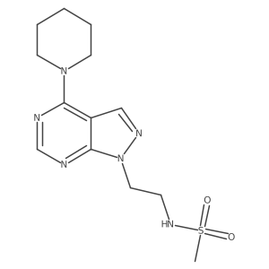 N-(2-(4-(piperidin-1-yl)-1H-pyrazolo[3,4-d]pyrimidin-1-yl)ethyl)methanesulfonamide结构式