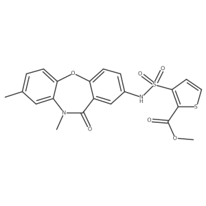 methyl 3-(N-(8,10-dimethyl-11-oxo-10,11-dihydrodibenzo[b,f][1,4]oxazepin-2-yl)sulfamoyl)thiophene-2-carboxylate结构式
