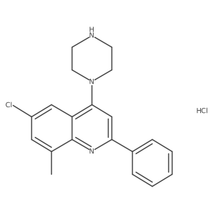 6-Chloro-8-methyl-2-phenyl-4-(piperazin-1-yl)quinoline hydrochloride结构式