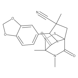 (1S,3S,4S,7S)-4-(1,3-benzodioxol-5-yl)-3,7,11-trimethyl-6,10-dioxo-8,9-dithia-5,11-diazatricyclo[5.2.2.01,5]undecane-3-carbonitrile Structure