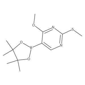 4-Methoxy-2-(methylthio)-5-(4,4,5,5-tetramethyl-1,3,2-dioxaborolan-2-YL)pyrimidine结构式