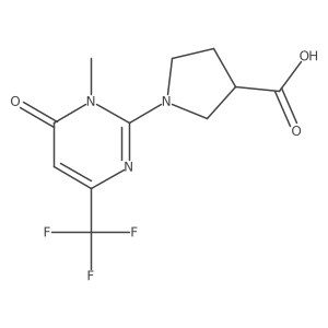 1-(1-Methyl-6-oxo-4-(trifluoromethyl)-1,6-dihydropyrimidin-2-yl)pyrrolidine-3-carboxylic acid结构式
