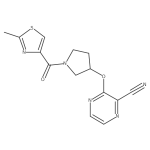 3-((1-(2-Methylthiazole-4-carbonyl)pyrrolidin-3-yl)oxy)pyrazine-2-carbonitrile Structure