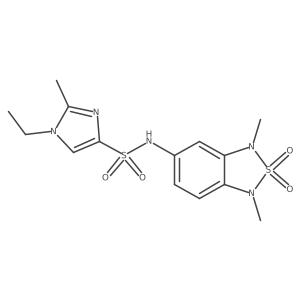 N-(1,3-dimethyl-2,2-dioxido-1,3-dihydrobenzo[c][1,2,5]thiadiazol-5-yl)-1-ethyl-2-methyl-1H-imidazole-4-sulfonamide结构式