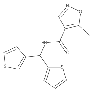 5-methyl-N-(thiophen-2-yl(thiophen-3-yl)methyl)isoxazole-4-carboxamide结构式