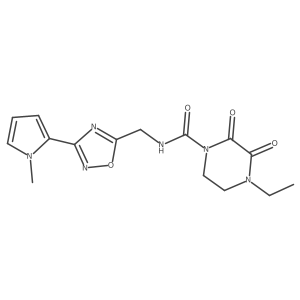 4-ethyl-N-((3-(1-methyl-1H-pyrrol-2-yl)-1,2,4-oxadiazol-5-yl)methyl)-2,3-dioxopiperazine-1-carboxamide结构式
