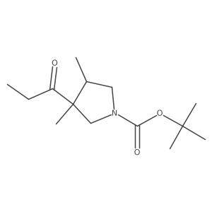 rac-tert-butyl (3R,4R)-3,4-dimethyl-3-propanoylpyrrolidine-1-carboxylate结构式